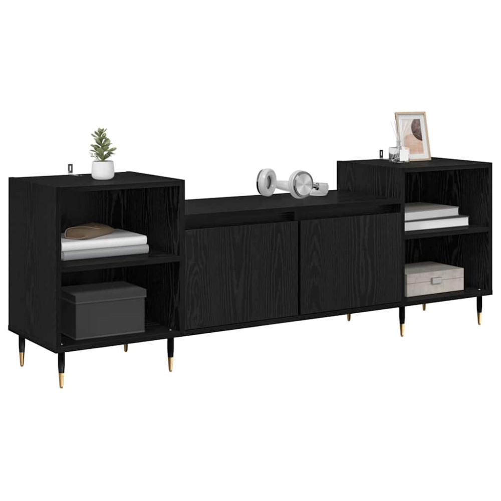 Produktbild för TV-skåp Svart Ek 160 x 35 x 55 cm Konstruerat trä
