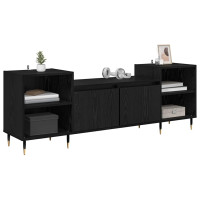 Produktbild för TV-skåp Svart Ek 160 x 35 x 55 cm Konstruerat trä