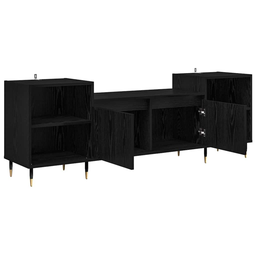 Produktbild för TV-skåp Svart Ek 160 x 35 x 55 cm Konstruerat trä