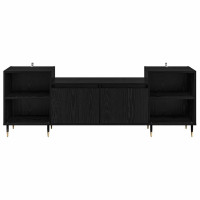 Produktbild för TV-skåp Svart Ek 160 x 35 x 55 cm Konstruerat trä