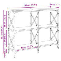 Produktbild för Konsolbord Svart Ek 100 x 28 x 80,5 cm Konstruerat trä