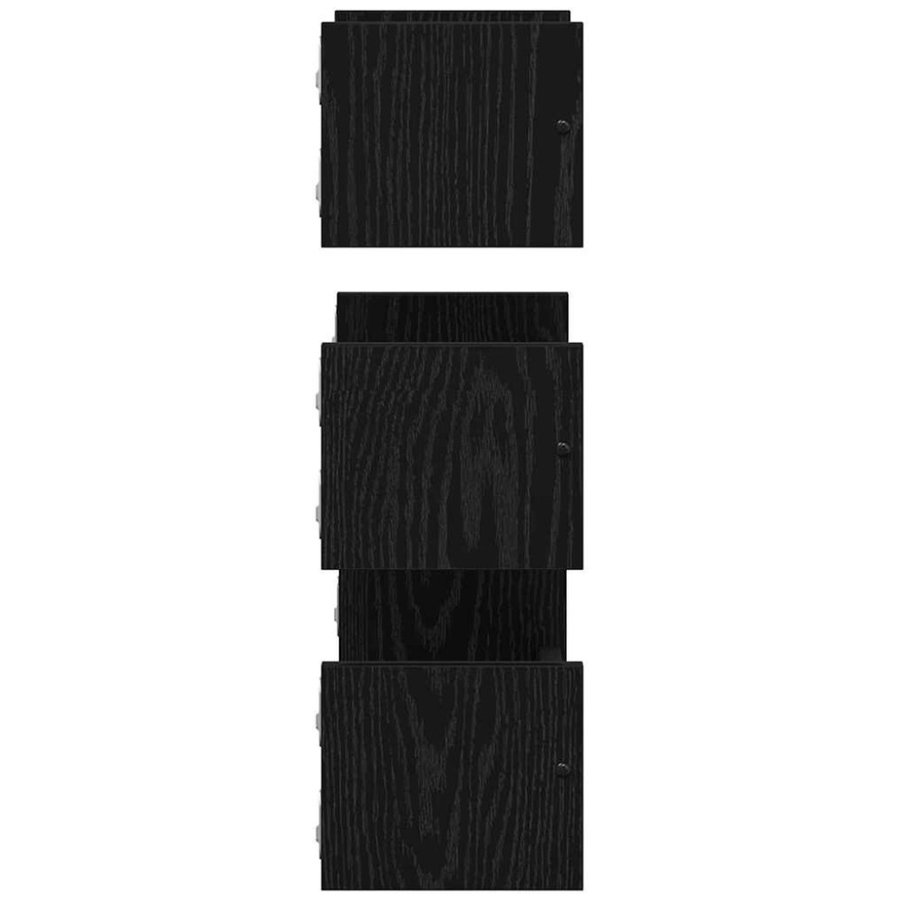 Produktbild för Vägghyllset med hylla 3 pcs Svart Ek 40x16x14cm Konstruerat trä