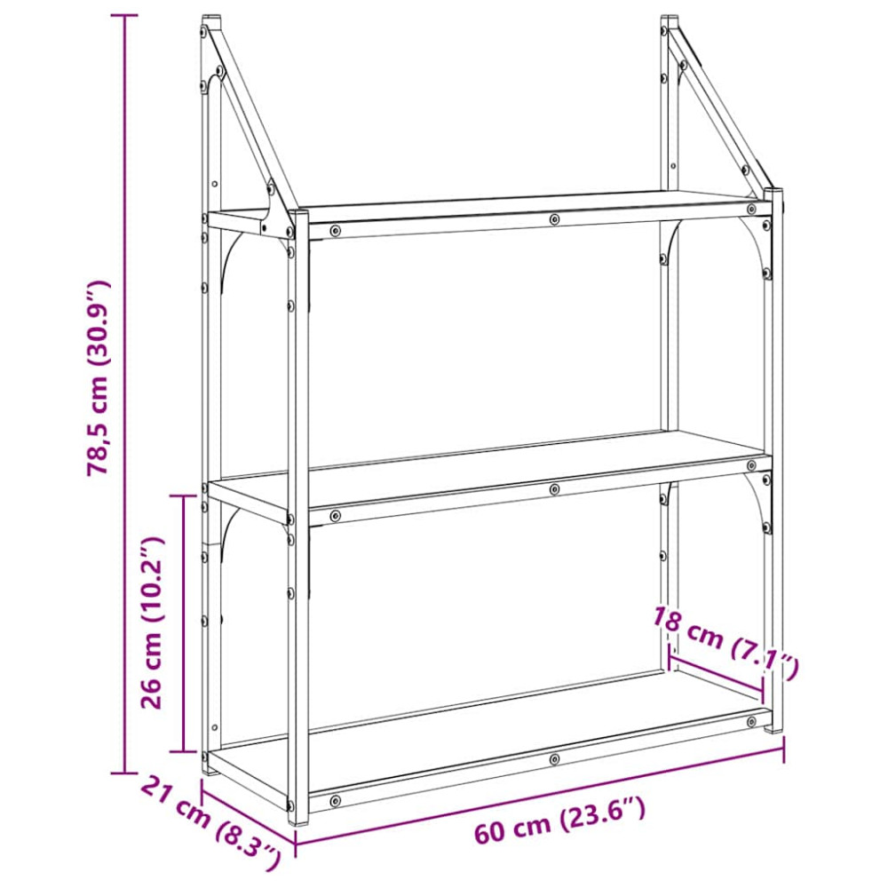 Produktbild för Vägg hylla Gammalt trä 60 x 21 x 78,5 cm Konstruerat trä