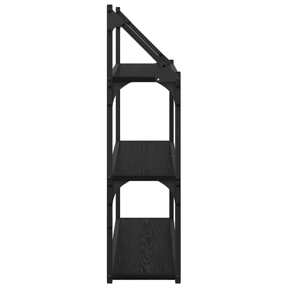 Produktbild för Vägg hylla med hylla Svart Ek 60 x 21 x 78,5 cm Konstruerat trä