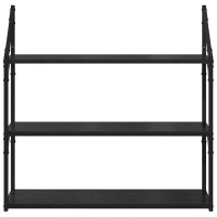 Produktbild för Vägg hylla med hylla Svart Ek 80 x 21 x 78,5 cm Konstruerat trä