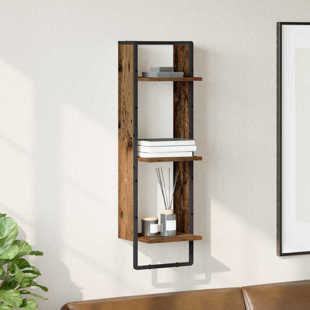 Produktbild för Vägg hylla Gammalt trä 30 x 25 x 100 cm Konstruerat trä
