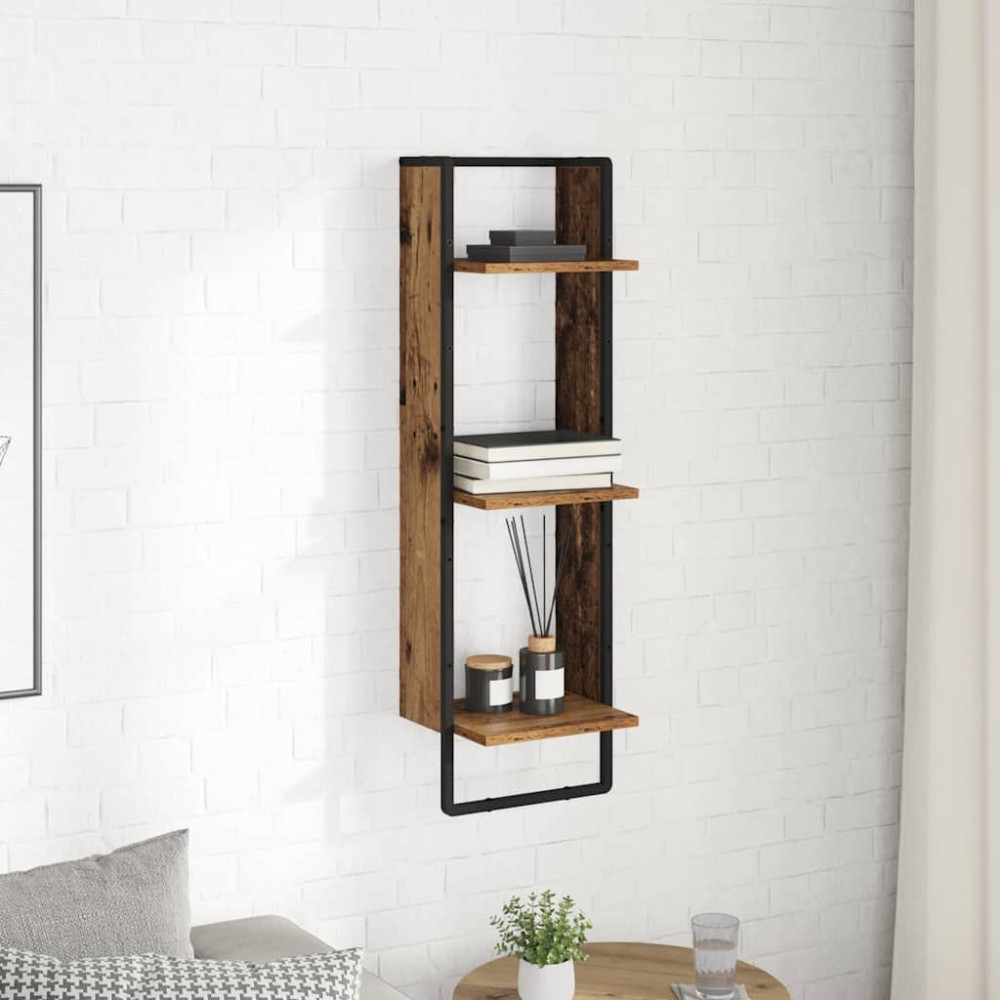 Produktbild för Vägg hylla Gammalt trä 30 x 25 x 100 cm Konstruerat trä