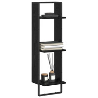 Produktbild för Vägg hylla med hylla Svart Ek 30 x 25 x 100 cm Konstruerat trä