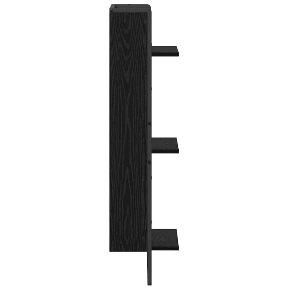 Produktbild för Vägg hylla med hylla Svart Ek 30 x 25 x 100 cm Konstruerat trä