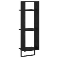 Produktbild för Vägg hylla med hylla Svart Ek 30 x 25 x 100 cm Konstruerat trä