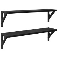 Produktbild för Vägg hyllor 2 pcs Svart Ek 60 x 15 x 15,5 cm Konstruerat trä