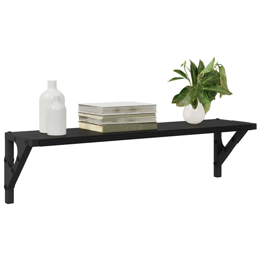Produktbild för Vägg hyllor 2 pcs Svart Ek 60 x 15 x 15,5 cm Konstruerat trä