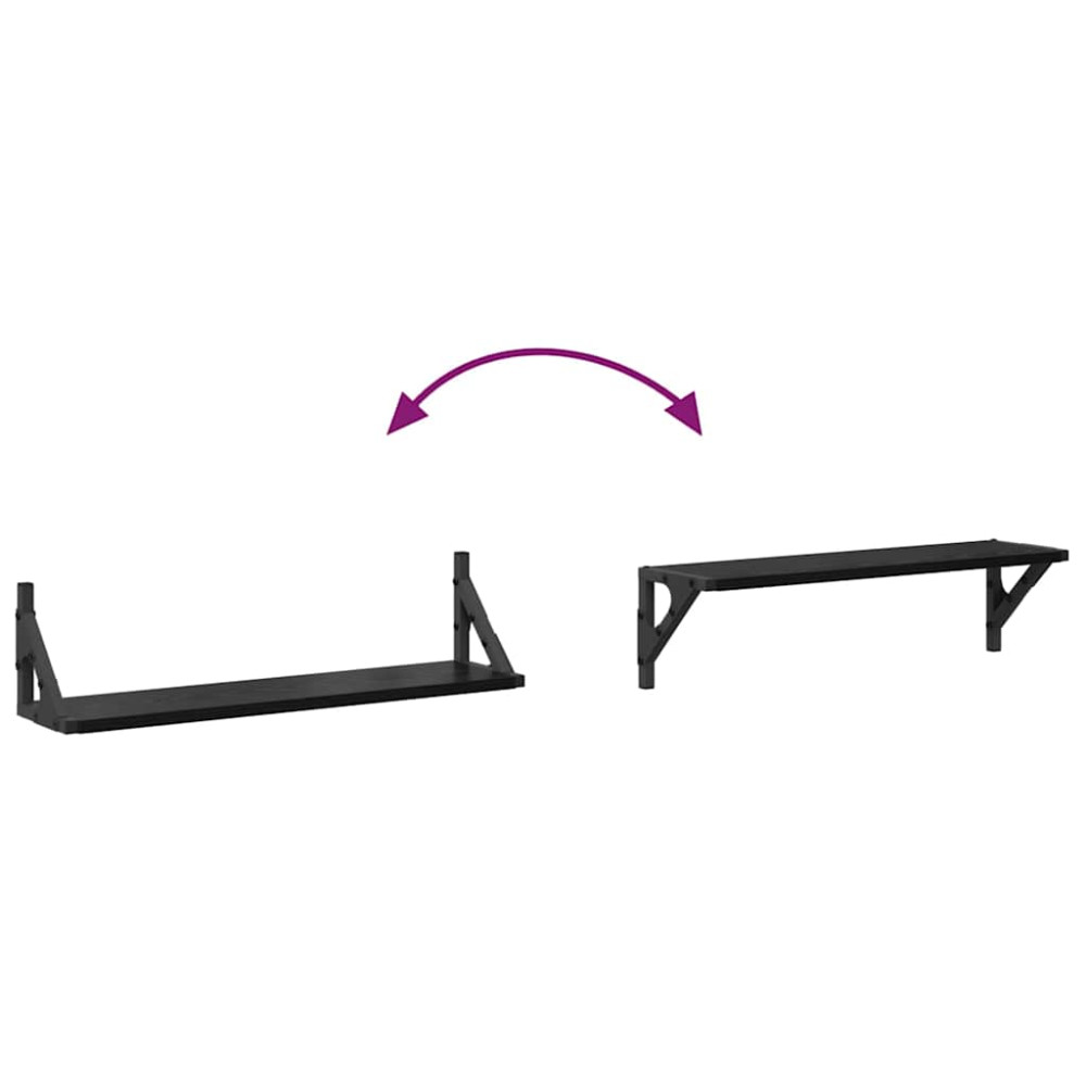 Produktbild för Vägg hyllor 2 pcs Svart Ek 60 x 15 x 15,5 cm Konstruerat trä