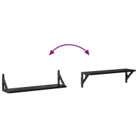 Produktbild för Vägg hyllor 2 pcs Svart Ek 60 x 15 x 15,5 cm Konstruerat trä