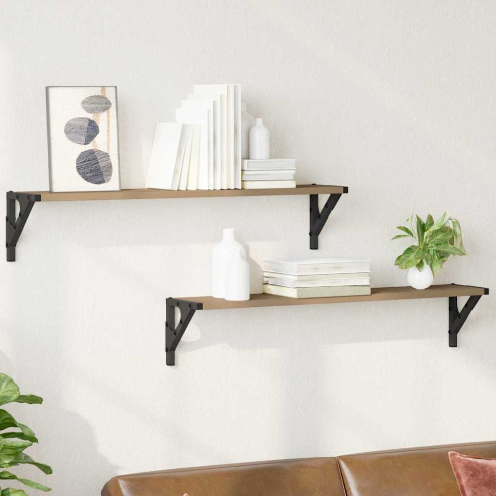 Produktbild för Vägg hyllor 2 pcs Artisan Ek 80 x 15 x 15,5 cm Konstruerat trä