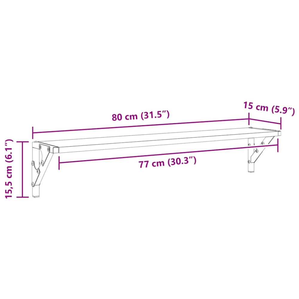 Produktbild för Vägg hyllor 2 pcs Artisan Ek 80 x 15 x 15,5 cm Konstruerat trä
