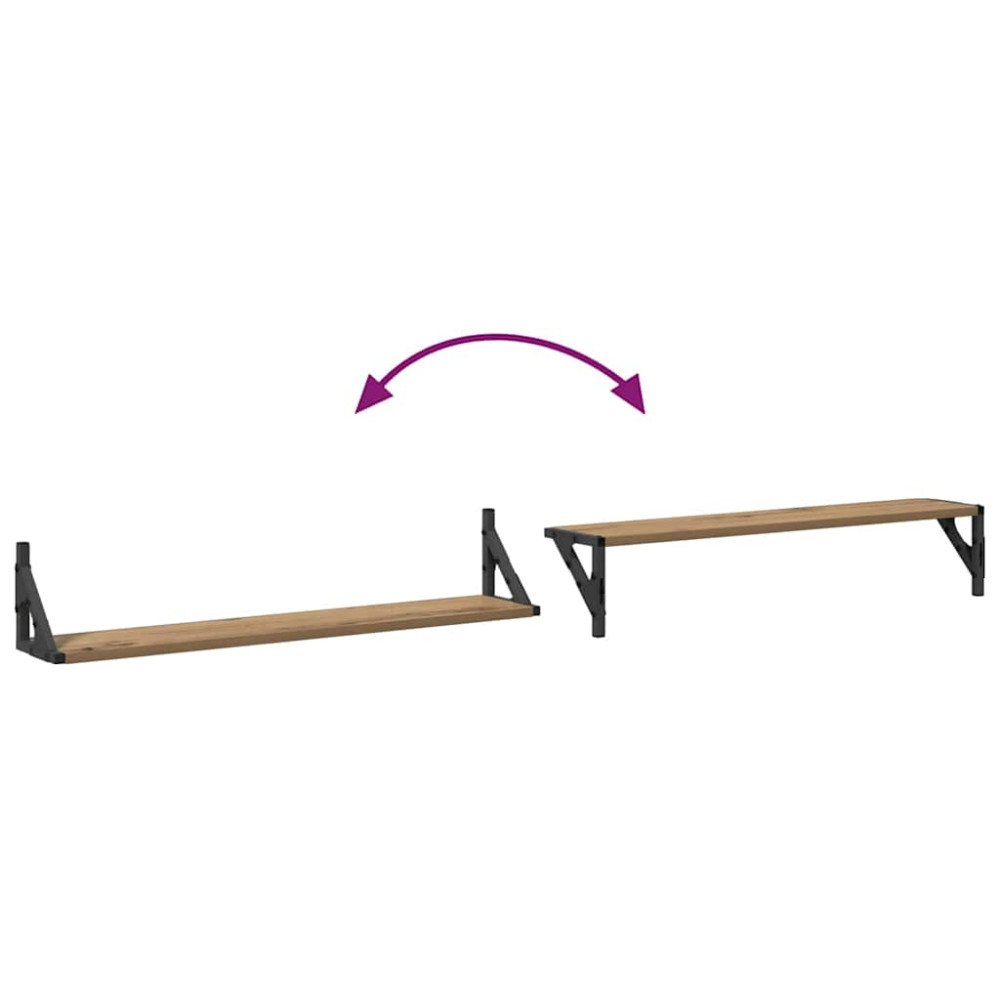 Produktbild för Vägg hyllor 2 pcs Artisan Ek 80 x 15 x 15,5 cm Konstruerat trä