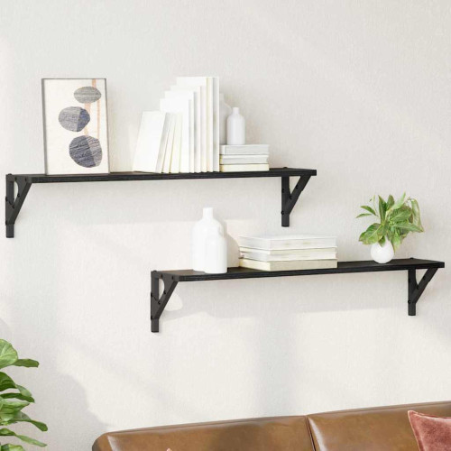 vidaXL Vägg hyllor 2 pcs Svart Ek 80 x 15 x 15,5 cm Konstruerat trä