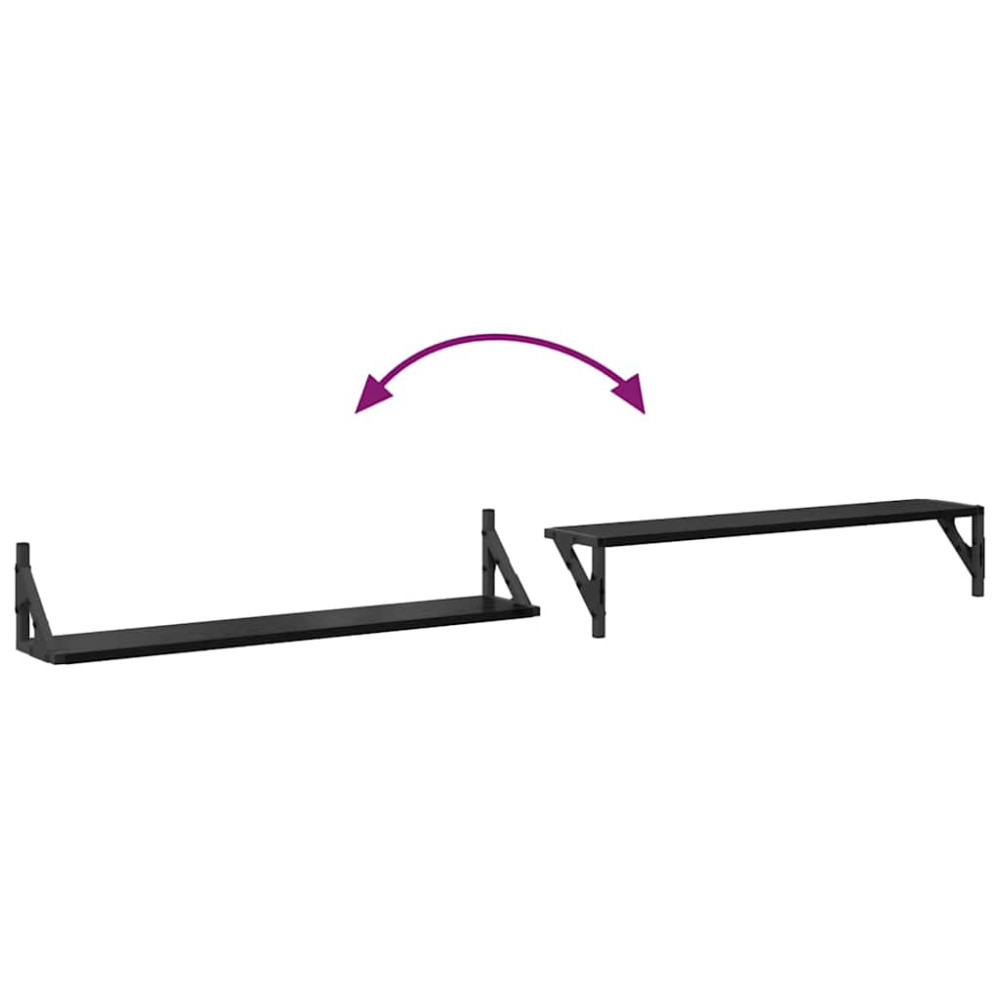 Produktbild för Vägg hyllor 2 pcs Svart Ek 80 x 15 x 15,5 cm Konstruerat trä