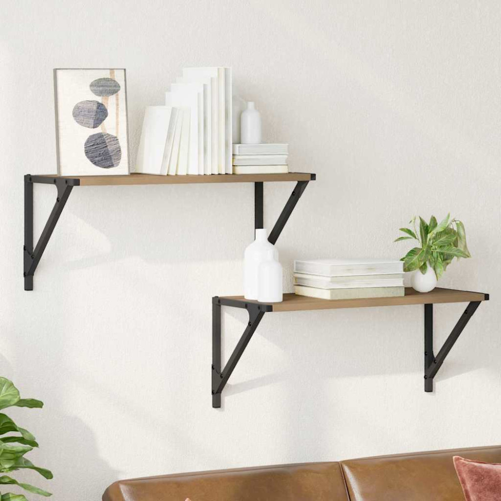 Produktbild för Vägg hyllor 2 pcs Artisan Ek 60 x 25 x 25,5 cm Konstruerat trä