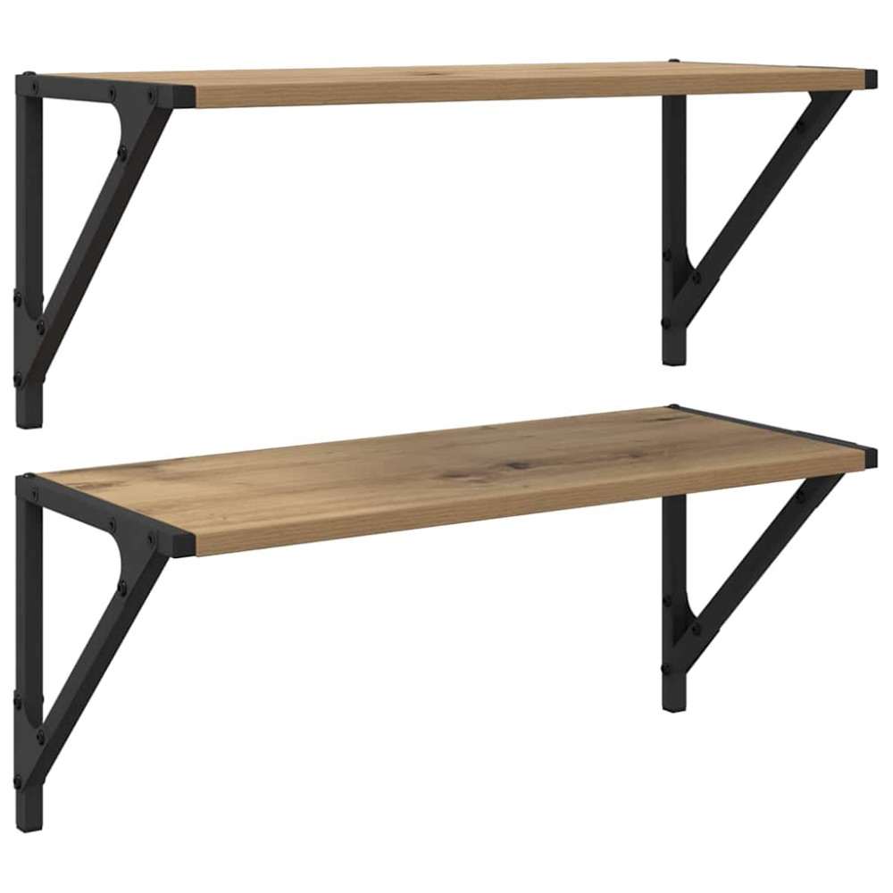 Produktbild för Vägg hyllor 2 pcs Artisan Ek 60 x 25 x 25,5 cm Konstruerat trä