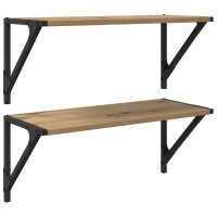 Produktbild för Vägg hyllor 2 pcs Artisan Ek 60 x 25 x 25,5 cm Konstruerat trä