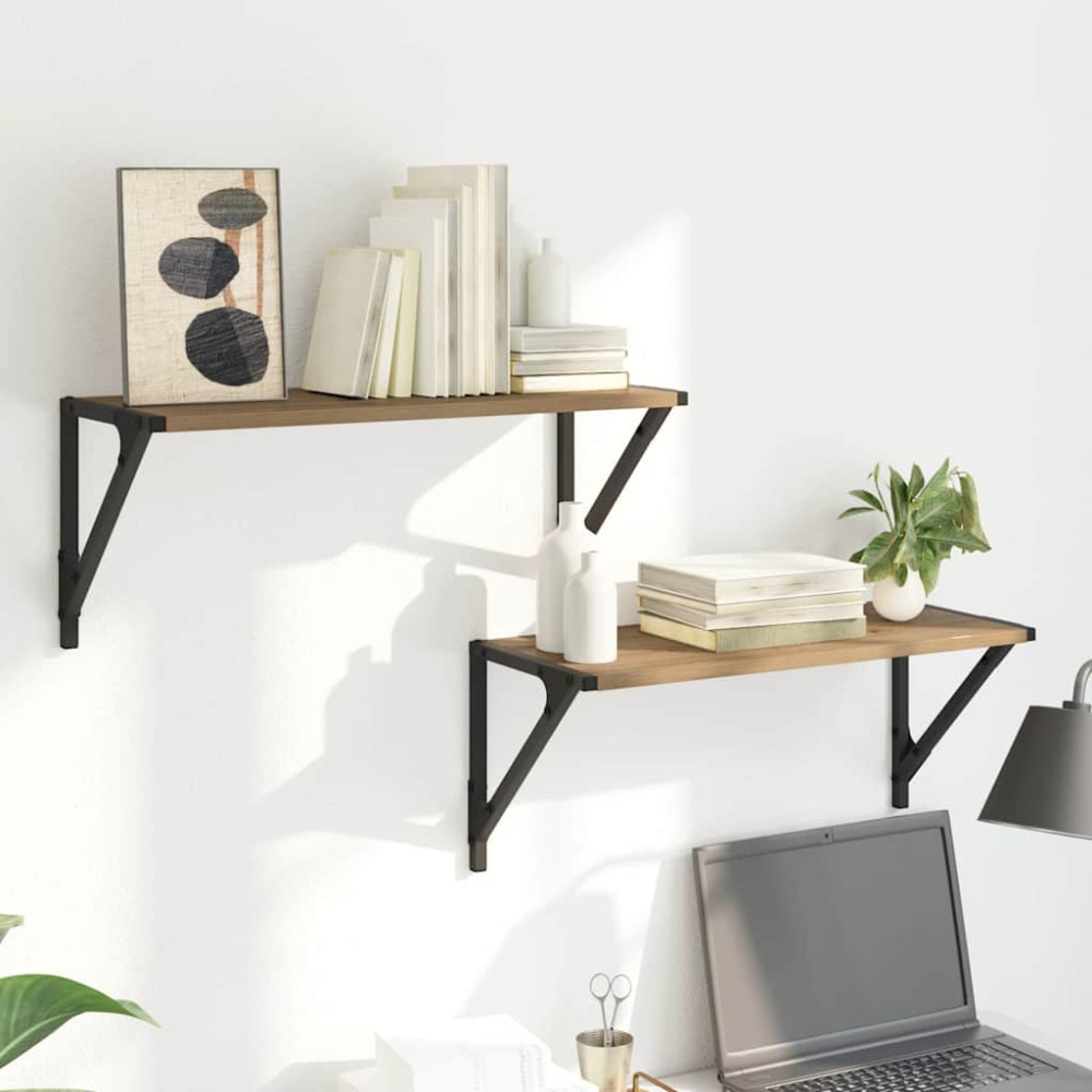 Produktbild för Vägg hyllor 2 pcs Artisan Ek 60 x 25 x 25,5 cm Konstruerat trä