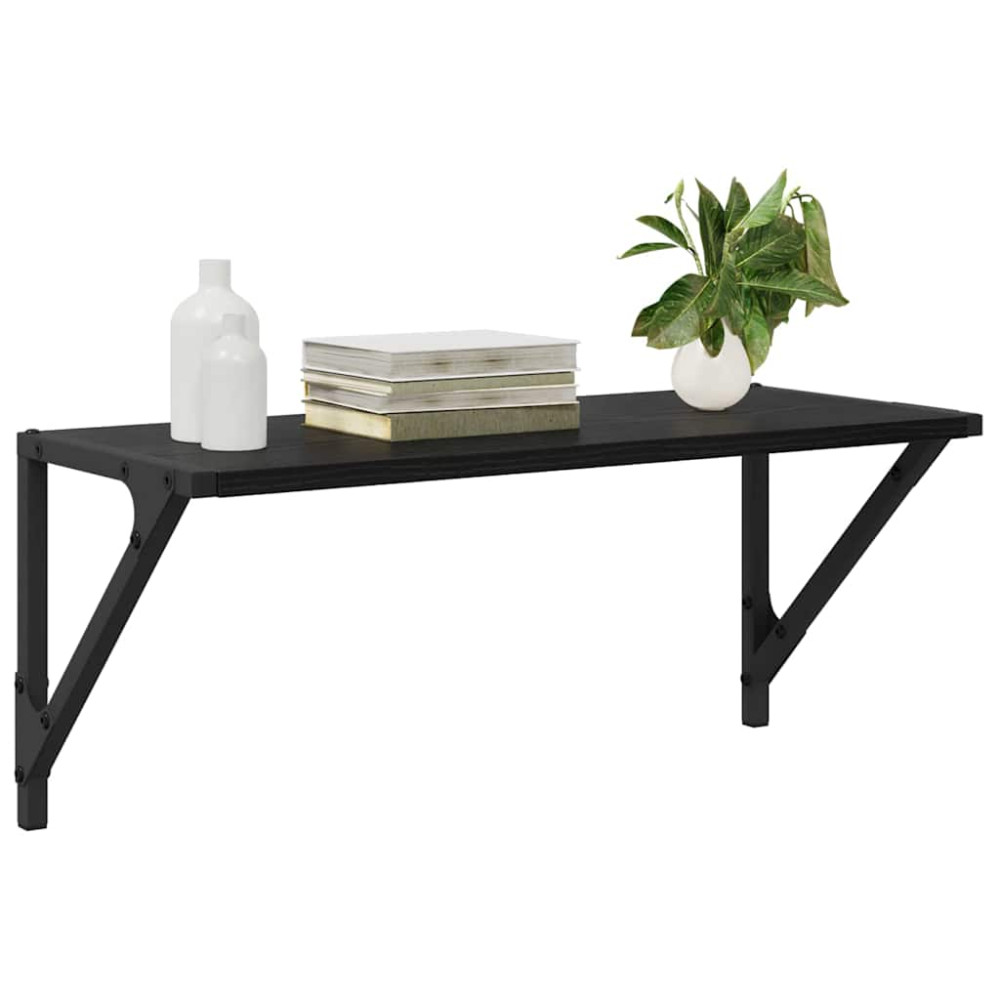 Produktbild för Vägg hyllor 2 pcs Svart Ek 60 x 25 x 25,5 cm Konstruerat trä