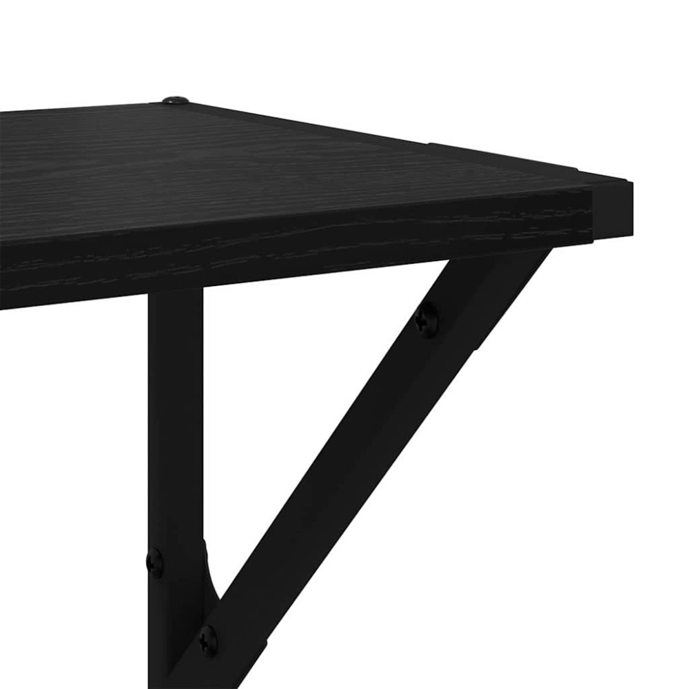Produktbild för Vägg hyllor 2 pcs Svart Ek 60 x 25 x 25,5 cm Konstruerat trä