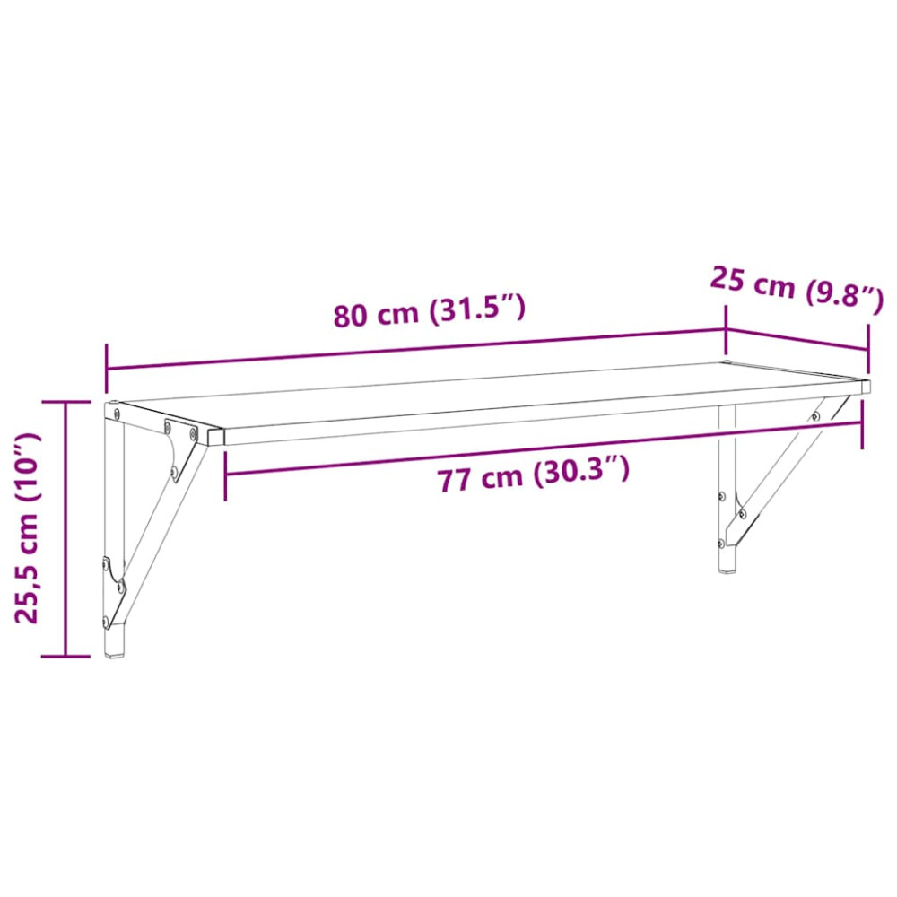 Produktbild för Vägg hyllor 2 pcs Svart Ek 80 x 25 x 25,5 cm Konstruerat trä