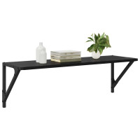 Produktbild för Vägg hyllor 2 pcs Svart Ek 80 x 25 x 25,5 cm Konstruerat trä