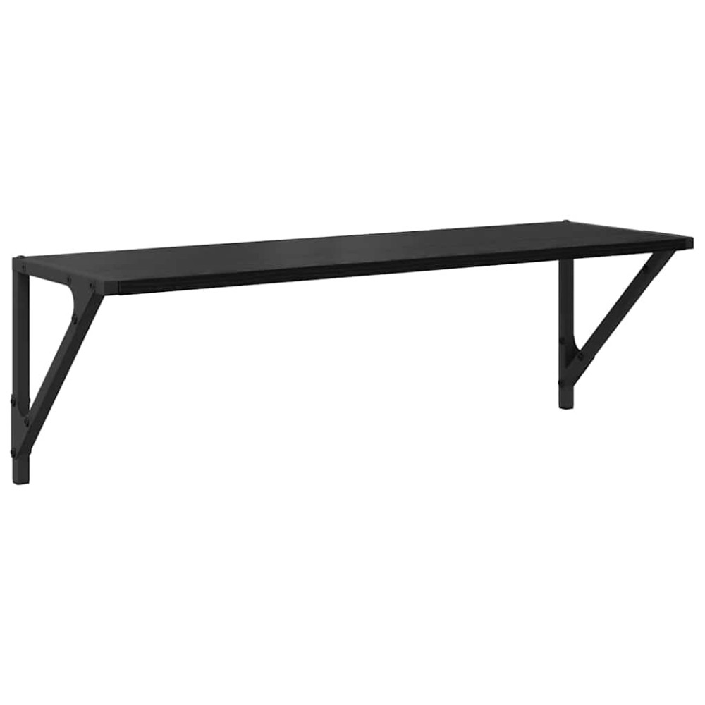 Produktbild för Vägg hyllor 2 pcs Svart Ek 80 x 25 x 25,5 cm Konstruerat trä