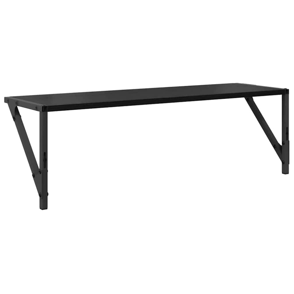 Produktbild för Vägg hyllor 2 pcs Svart Ek 80 x 25 x 25,5 cm Konstruerat trä