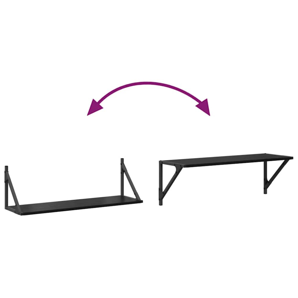 Produktbild för Vägg hyllor 2 pcs Svart Ek 80 x 25 x 25,5 cm Konstruerat trä