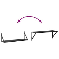 Produktbild för Vägg hyllor 2 pcs Svart Ek 80 x 25 x 25,5 cm Konstruerat trä