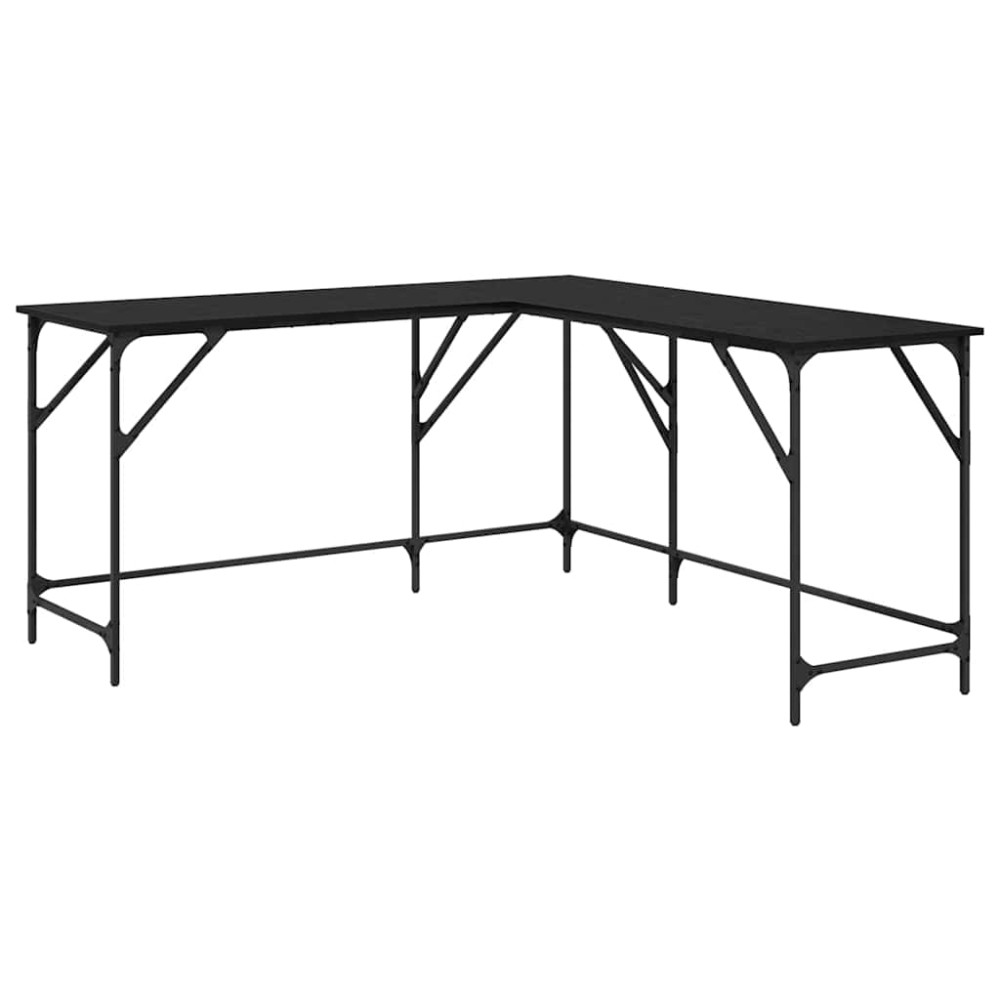 Produktbild för Skrivbord Svart Ek 149 x 149 x 75 cm Konstruerat trä