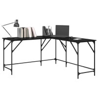 Produktbild för Skrivbord Svart Ek 149 x 149 x 75 cm Konstruerat trä
