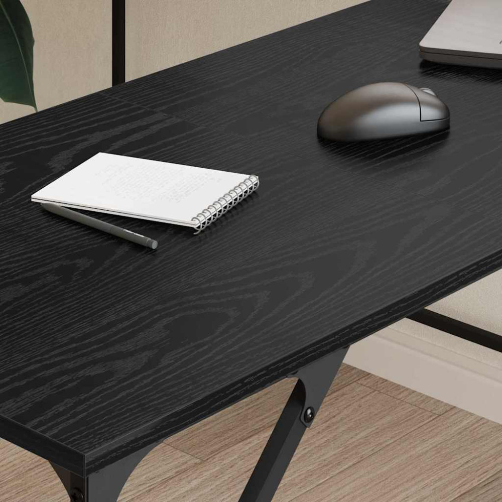Produktbild för Skrivbord Svart Ek 149 x 149 x 75 cm Konstruerat trä