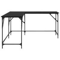 Produktbild för Skrivbord Svart Ek 149 x 149 x 75 cm Konstruerat trä