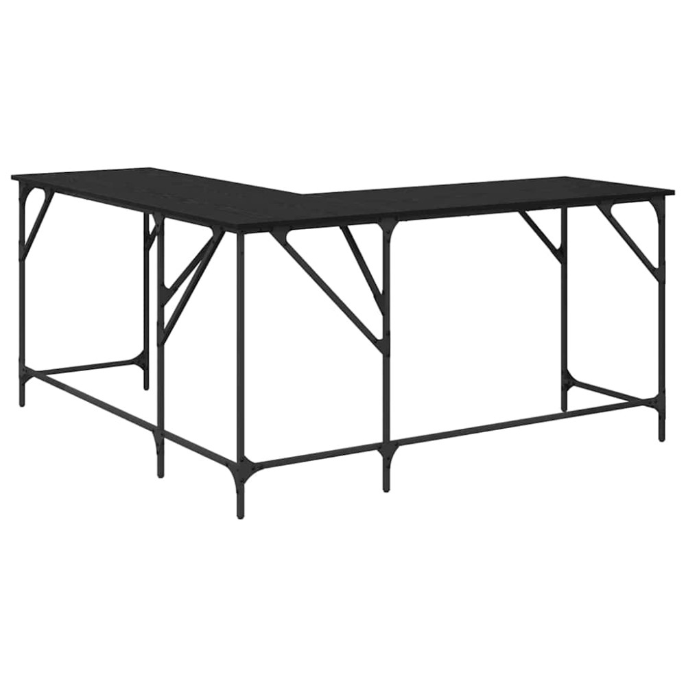 Produktbild för Skrivbord Svart Ek 149 x 149 x 75 cm Konstruerat trä