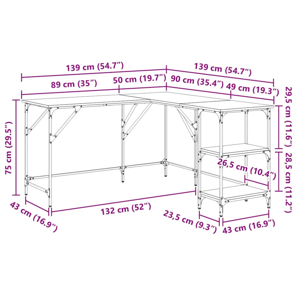 Produktbild för Skrivbord Gammalt trä 139 x 139 x 75 cm Konstruerat trä