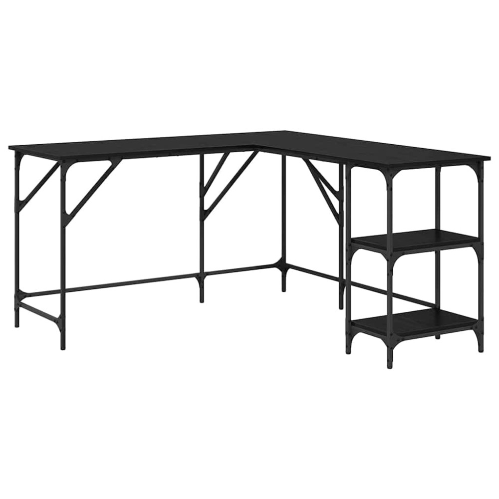 Produktbild för Skrivbord Svart Ek 139 x 139 x 75 cm Konstruerat trä