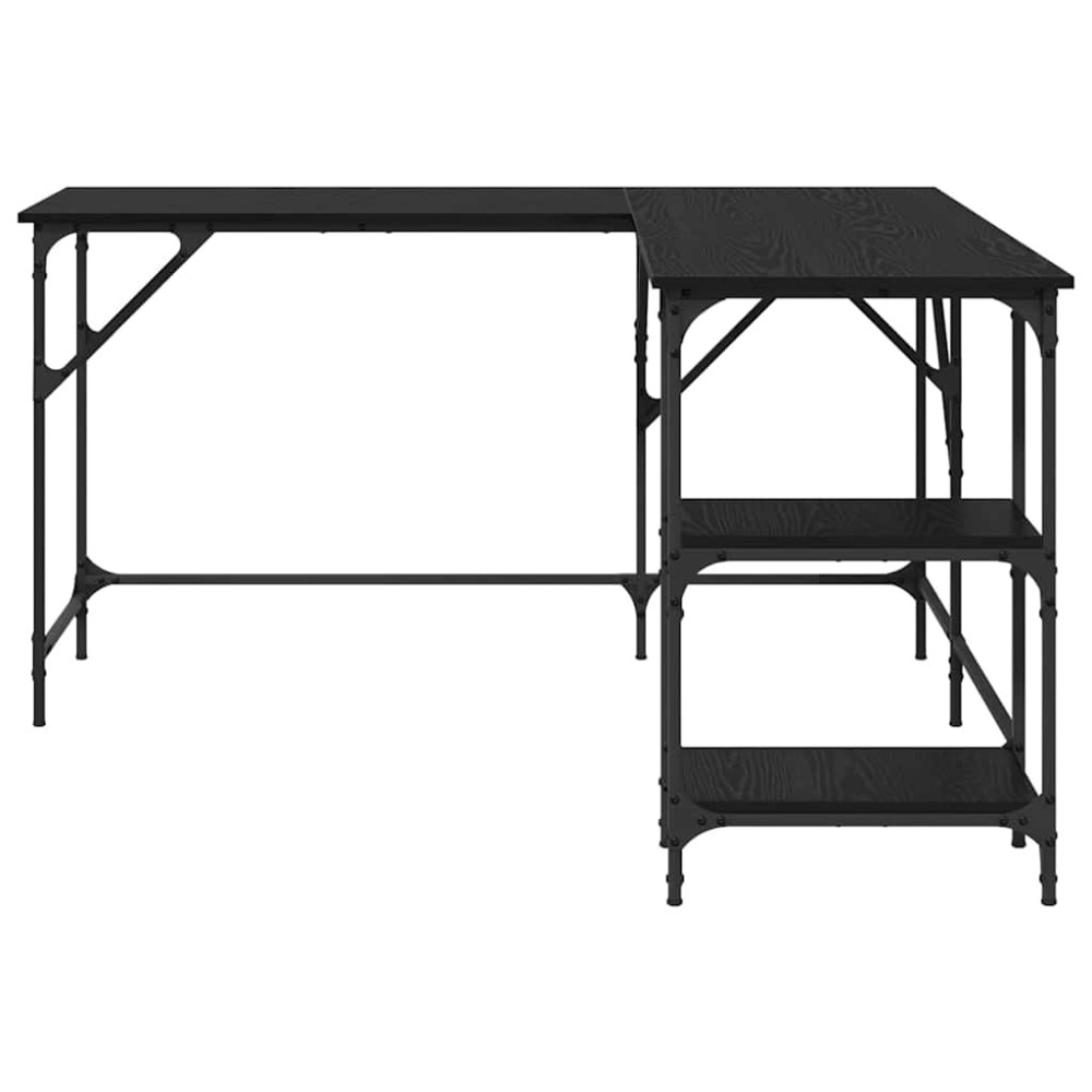 Produktbild för Skrivbord Svart Ek 139 x 139 x 75 cm Konstruerat trä