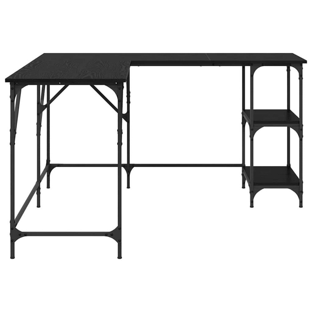 Produktbild för Skrivbord Svart Ek 139 x 139 x 75 cm Konstruerat trä