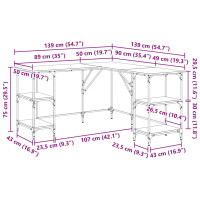 Produktbild för Skrivbord Gammalt trä 139 x 139 x 75 cm Konstruerat trä