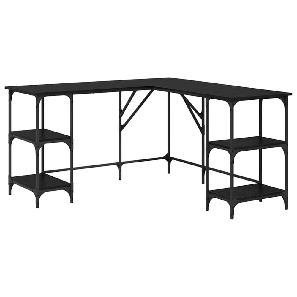 Produktbild för Skrivbord Svart Ek 139 x 139 x 75 cm Konstruerat trä