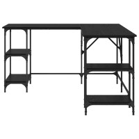 Produktbild för Skrivbord Svart Ek 139 x 139 x 75 cm Konstruerat trä