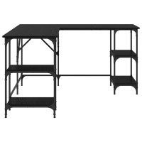 Produktbild för Skrivbord Svart Ek 139 x 139 x 75 cm Konstruerat trä