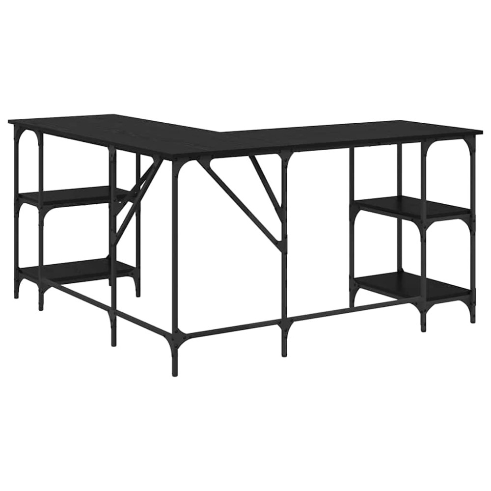 Produktbild för Skrivbord Svart Ek 139 x 139 x 75 cm Konstruerat trä