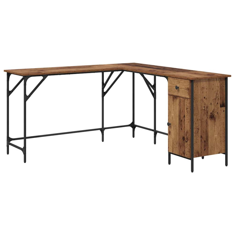 Produktbild för Skrivbord Gammalt trä 141 x 141 x 75 cm Konstruerat trä